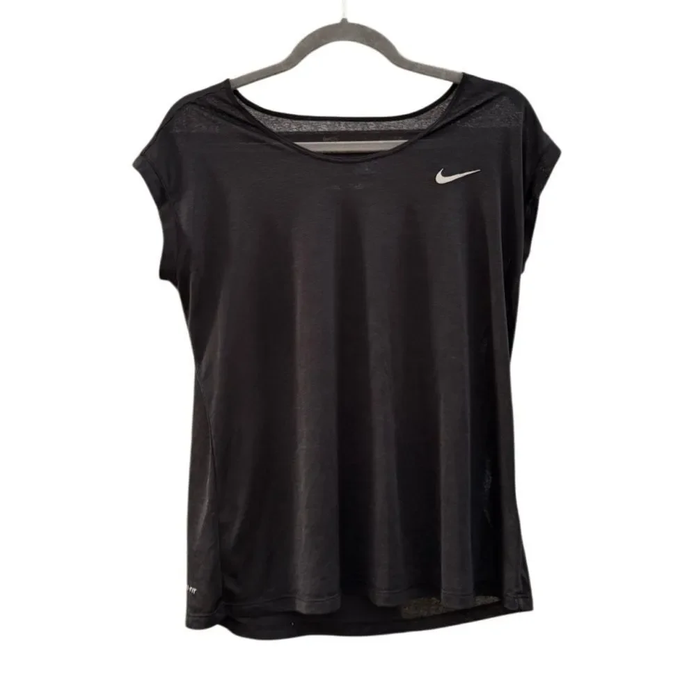 Nike Dri Fit Women's Cool Breeze Short Sleeve T Shirt in Black Size Large